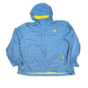 The North Face Jacket Mens L Blue Windbreaker Hooded Lightweight Rain Full Zip